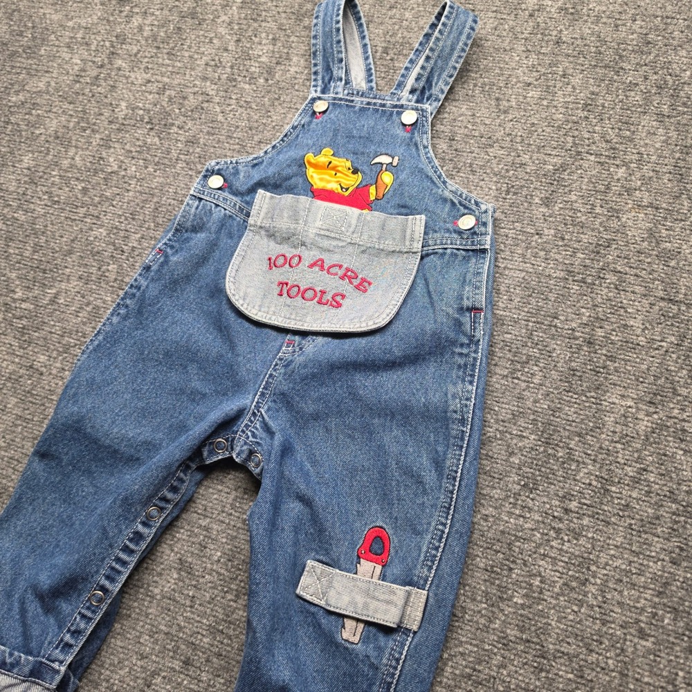 Vintage Winnie the Pooh Denim Overalls 100 Acre Collection 18M Blue Bibs